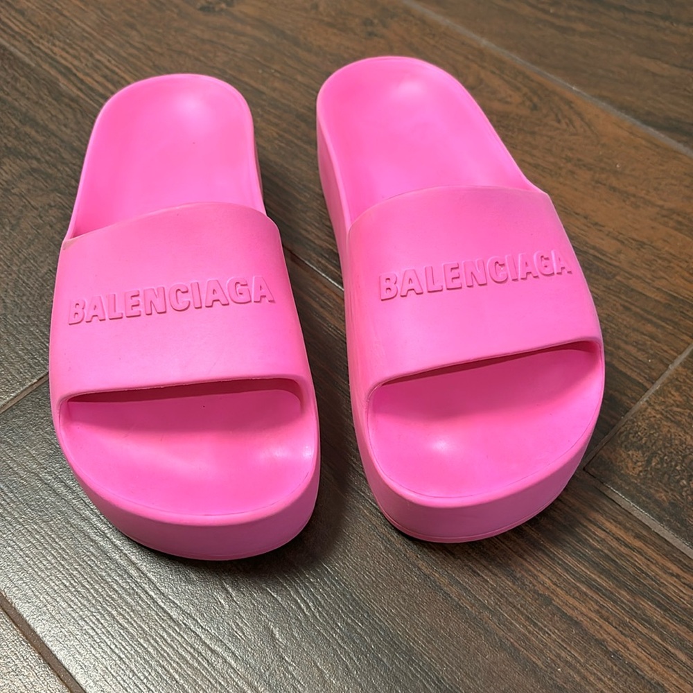 pink platform balenciaga slides